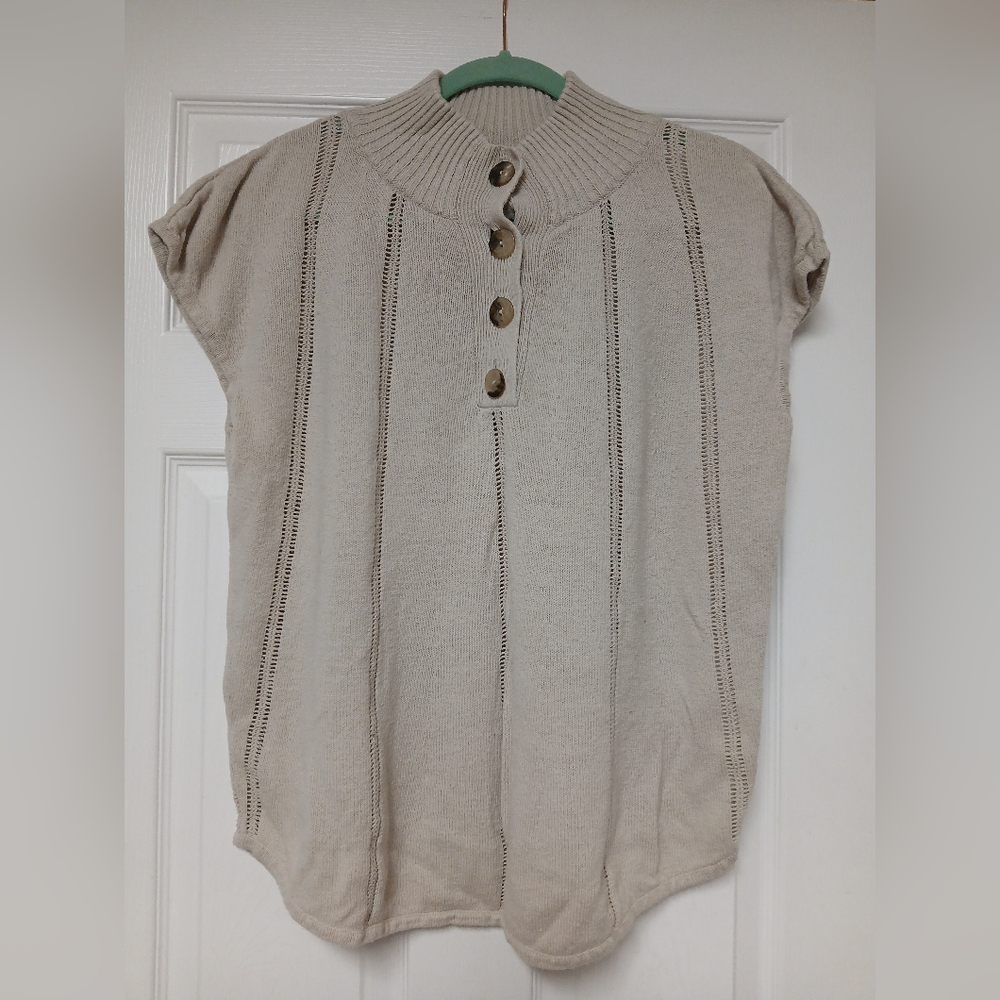 🖤J. JILL Cream Ribbed Knit Top - Size XL